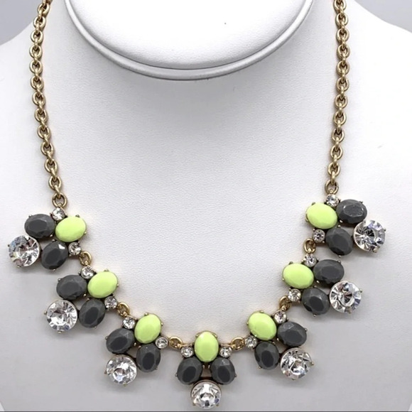 J. Crew Gray Yellow Crystal Necklace - Picture 1 of 2